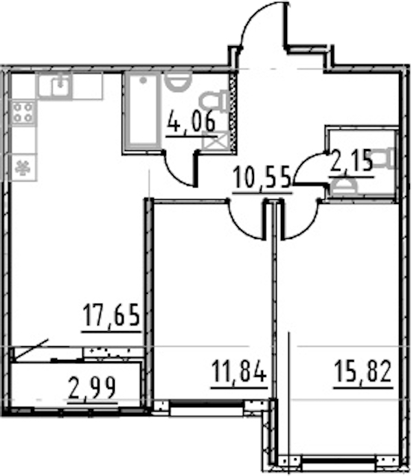 2-комнатная квартира 62.07 м², 4/9 эт., ЖК «Город Первых»